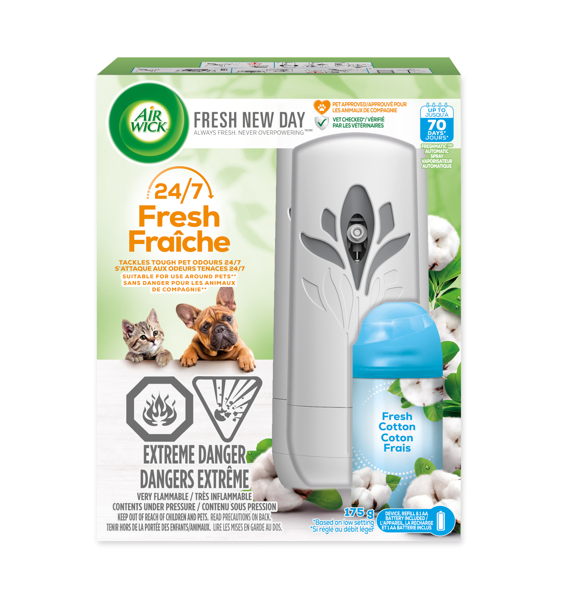 AIR WICK® Automatic Spray – Fresh New Day Pet Fresh Cotton - Kit (Canada)